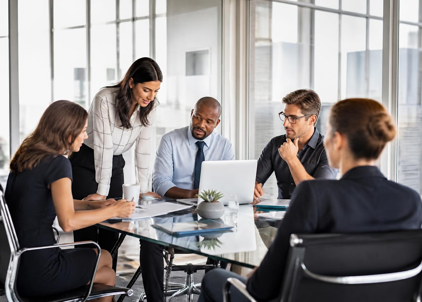 Consulting team reviewing a transformation roadmap together